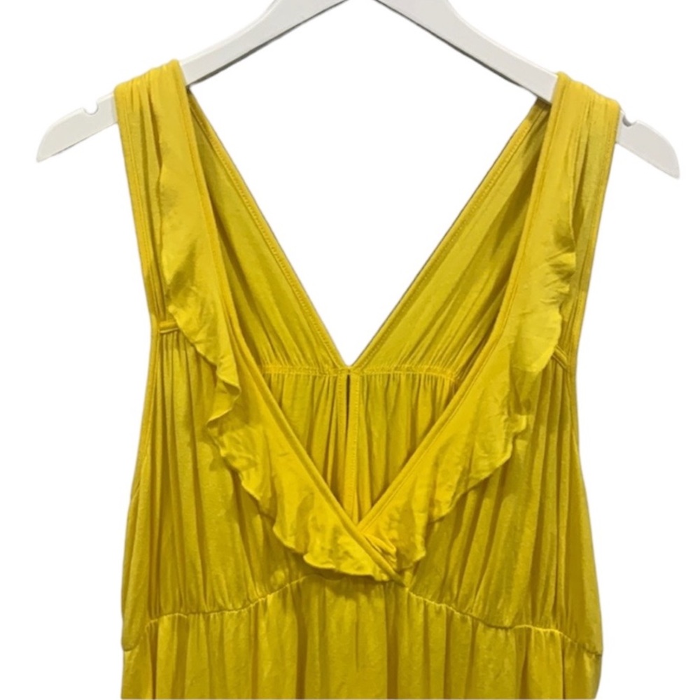 Kenneth Cole Reaction Yellow Sleeveless Ruffle Summer MIDI Dress Keyhole